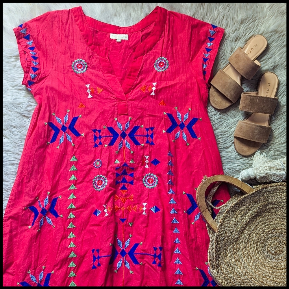 EUC Ruby Yaya Embroidered Short Sleeve Mini Dress